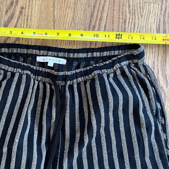 XIRENA Kalvyn Black Champagne Stripe Textured Drawstring Pants   Women's Size S - Picture 5 of 8